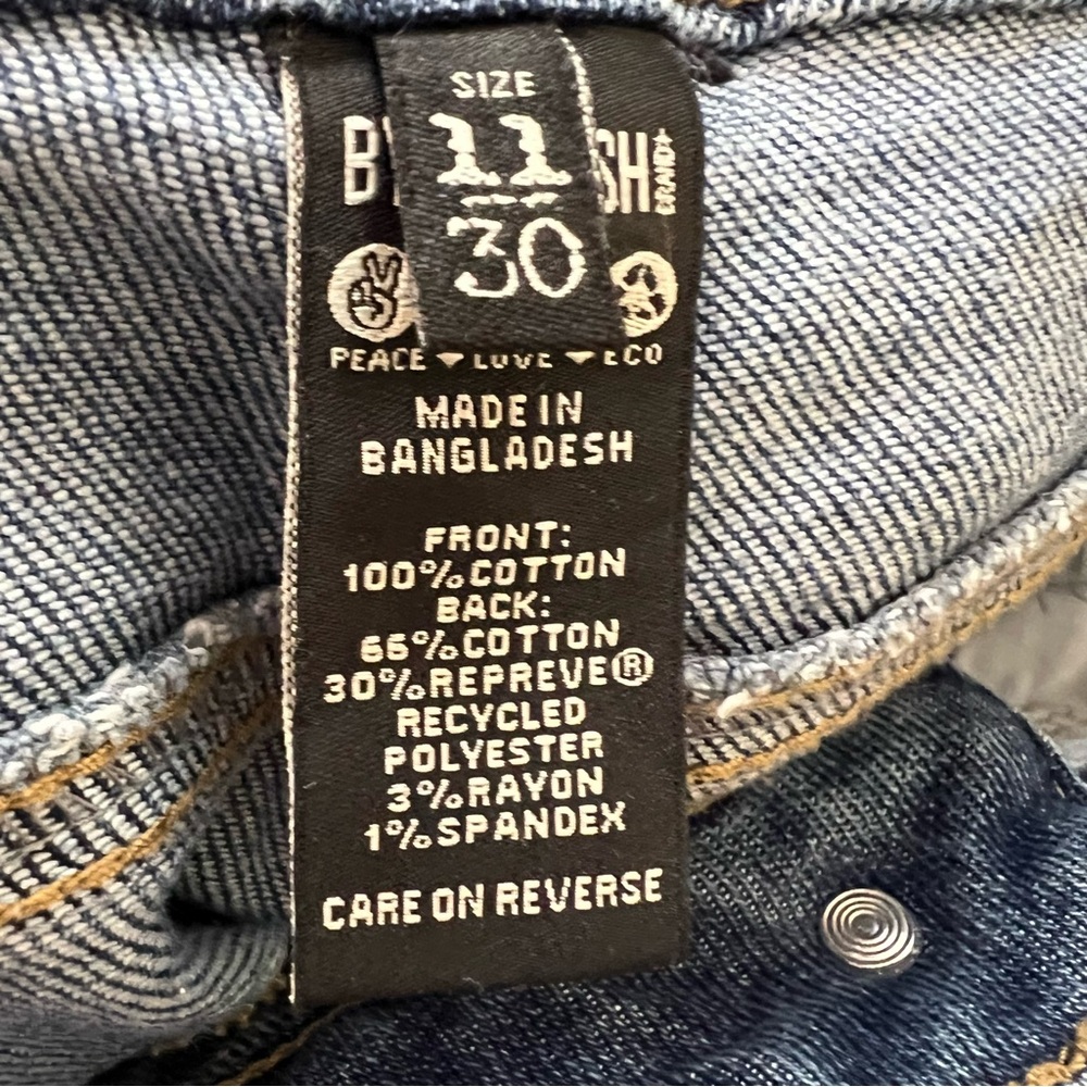 By Rewash Super High Rise Mom Jeans Blue Distressed Raw Hem Eco 11/30 - Picture 8 of 10